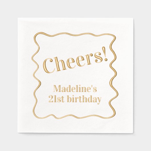 「応援」カスタマイズ可能なメッセージウェー縁どブパーティー 箔ナプキン (正面)