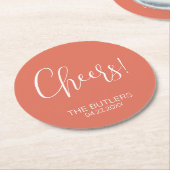 応援!カスタムテラコッタ結婚の紙コースター ラウンドペーパーコースター (アングル)