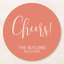 応援!カスタムテラコッタ結婚の紙コースター ラウンドペーパーコースター