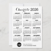 応援 – カレンダーとロゴ – 白黒ビジネス シーズンカード (正面)