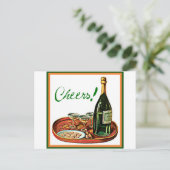 応援!シャンパンヴィンテージプリント ポストカード (スタンド正面)