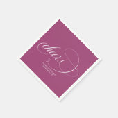 応援-シンプルエレガントピンクカシス結婚ズ スタンダードカクテルナプキン (角)