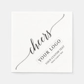 応援 |シンプルブラックビジネスロカスタムゴ文字 スタンダードカクテルナプキン (正面)