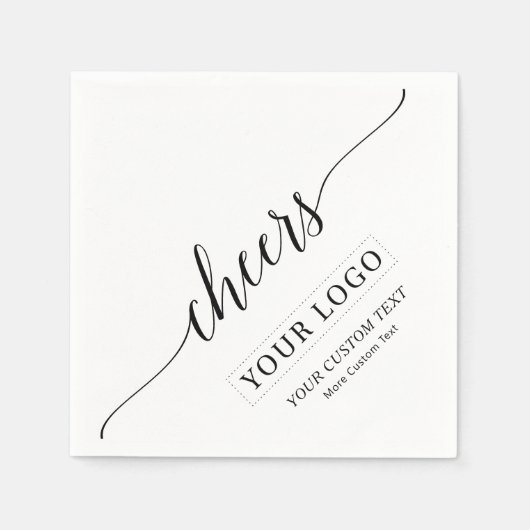 応援 |シンプルブラックビジネスロカスタムゴ文字 スタンダードカクテルナプキン (正面)