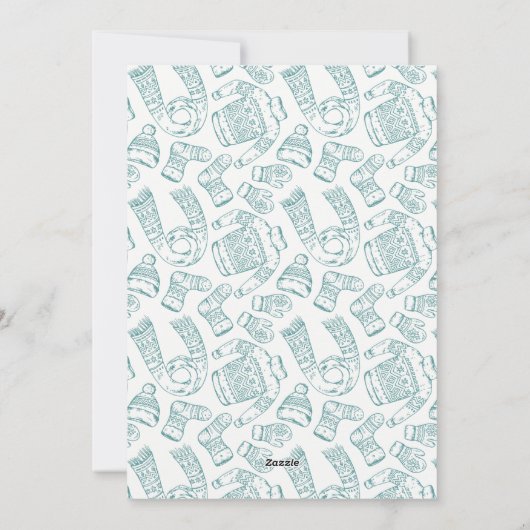 応援 |セーターパターンクリスマスフォトティール(緑がかった色) シーズンカード (裏面)