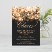 応援!ニューイヤーイブパーティー金ゴールドスパークルライト 招待状 (スタンド正面)