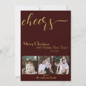 応援!ハッピーニューイヤー2024スクリプトホリデーカード 招待状 (正面)