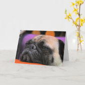 応援! パグの挨拶状 カード (黄色い花)