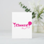 応援!パーティーバルーンとカクテルグラス ポストカード (スタンド正面)