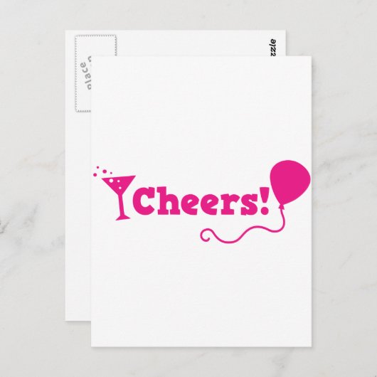 応援!パーティーバルーンとカクテルグラス ポストカード (正面/裏面)