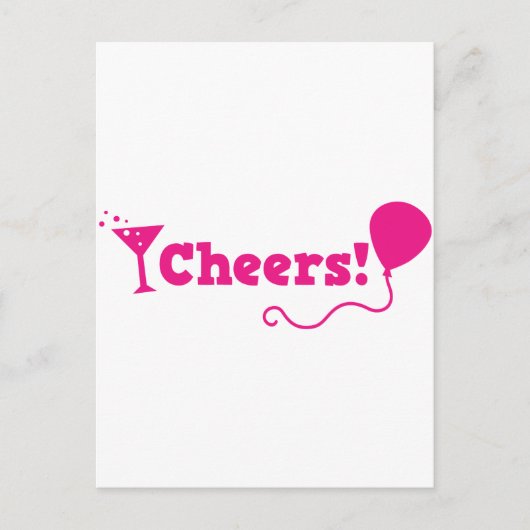 応援!パーティーバルーンとカクテルグラス ポストカード (正面)