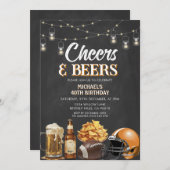 応援&ビアーアダルト誕生日シャルボードライト 招待状 (正面/裏面)