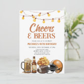 応援&ビアーアダルト誕生日ストリングライトパーティー 招待状 (スタンド正面)