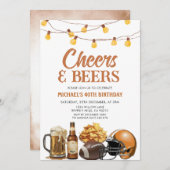 応援&ビアーアダルト誕生日ストリングライトパーティー 招待状 (正面/裏面)