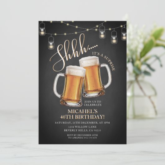 応援&ビアーサプライズ大人40歳の誕生日パーティー 招待状 (スタンド正面)