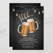 応援&ビアーサプライズ大人40歳の誕生日パーティー 招待状 (正面/裏面)