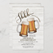 応援&ビアーサプライズ大人40歳の誕生日パーティー 招待状 (正面/裏面)