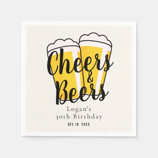応援&ビアーズアダルト誕生日クリーム スタンダードカクテルナプキン (正面)