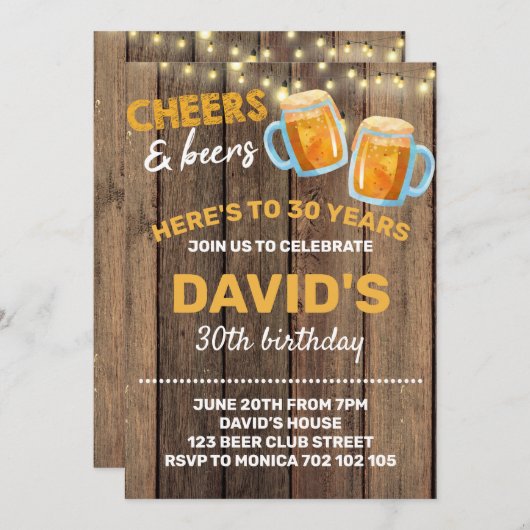 応援&ビアーズアダルト誕生日サプライズマンパーティー 招待状 (正面/裏面)