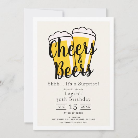 応援&ビアーズサプライズ誕生日パーティー 招待状 (正面)