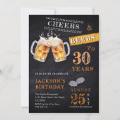 応援&ビアーズチョーク素朴ボードany Age誕生日 招待状 (正面)