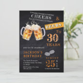 応援&ビアーズチョーク素朴ボードany Age誕生日 招待状 (スタンド正面)