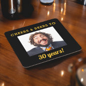 応援&ビアーズマイルストン誕生日フォトキープサケ スクエアペーパーコースター