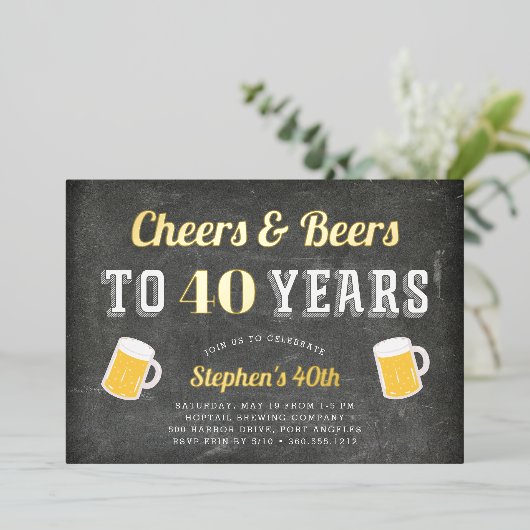 応援&ビアーズマイルストーンバースデーパーティー 箔招待状 (立ち正面)