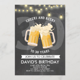 応援&ビアーズマン誕生日チャルクボードのジャーライト 招待状