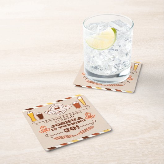 応援&ビアーズ誕生日コースター スクエアペーパーコースター (インサイチュ)