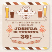 応援&ビアーズ誕生日コースター スクエアペーパーコースター (正面)