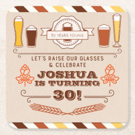 応援&ビアーズ誕生日コースター スクエアペーパーコースター