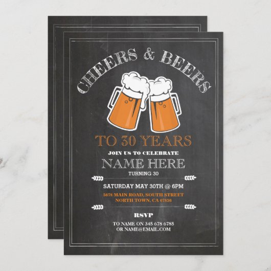 応援&ビアーズ誕生日パーティー21st 30招待状 招待状 (正面/裏面)