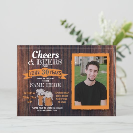 応援&ビアーズ誕生日フォトメン素朴ズ招待状 招待状 (スタンド正面)