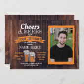 応援&ビアーズ誕生日フォトメン素朴ズ招待状 招待状 (正面/裏面)