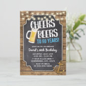 応援&ビアーズ金ゴールド素朴いかり60誕生日 招待状 (スタンド正面)
