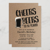 応援&ビーズバースデーパーティークラフト素朴クラフト 招待状 (正面/裏面)