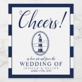 応援!ビーチ灯台 |の結婚テーマ ワインラベル (シングルラベル)