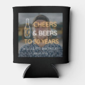 応援&ビールから30年ネオン誕生日写真 缶クーラー (正面)