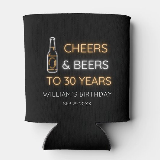 応援&ビールから30年ネオン誕生日写真 缶クーラー (裏面)