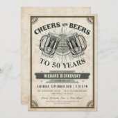 応援&ビールズヴィンテージ誕生日パーティーの招待 招待状 (正面/裏面)