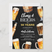 応援&ビール任意の年齢おもしろい大人誕生日 招待状 (正面)