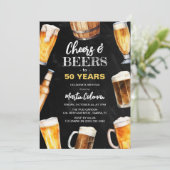 応援&ビール任意の年齢おもしろい大人誕生日 招待状 (スタンド正面)