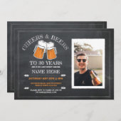 応援&ビール誕生日チョークパーティーフォト招待状 招待状 (正面/裏面)