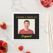 応援&ビール21歳の誕生日写真 スタンダードカクテルナプキン (インサイチュ)