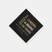 応援&ビール30年ネオンサイン誕生日 スタンダードカクテルナプキン (角)