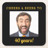 応援&ビール40th誕生日フォトマイルストーン スクエアペーパーコースター (正面)
