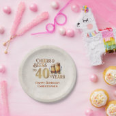 応援&ビール40th誕生日 ペーパープレート (パーティー)