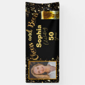 応援&ビール50th誕生日写真 横断幕 (縦)