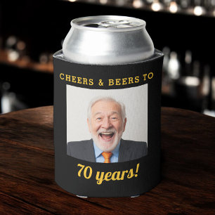 応援&ビール70年誕生日写真記念 缶クーラー